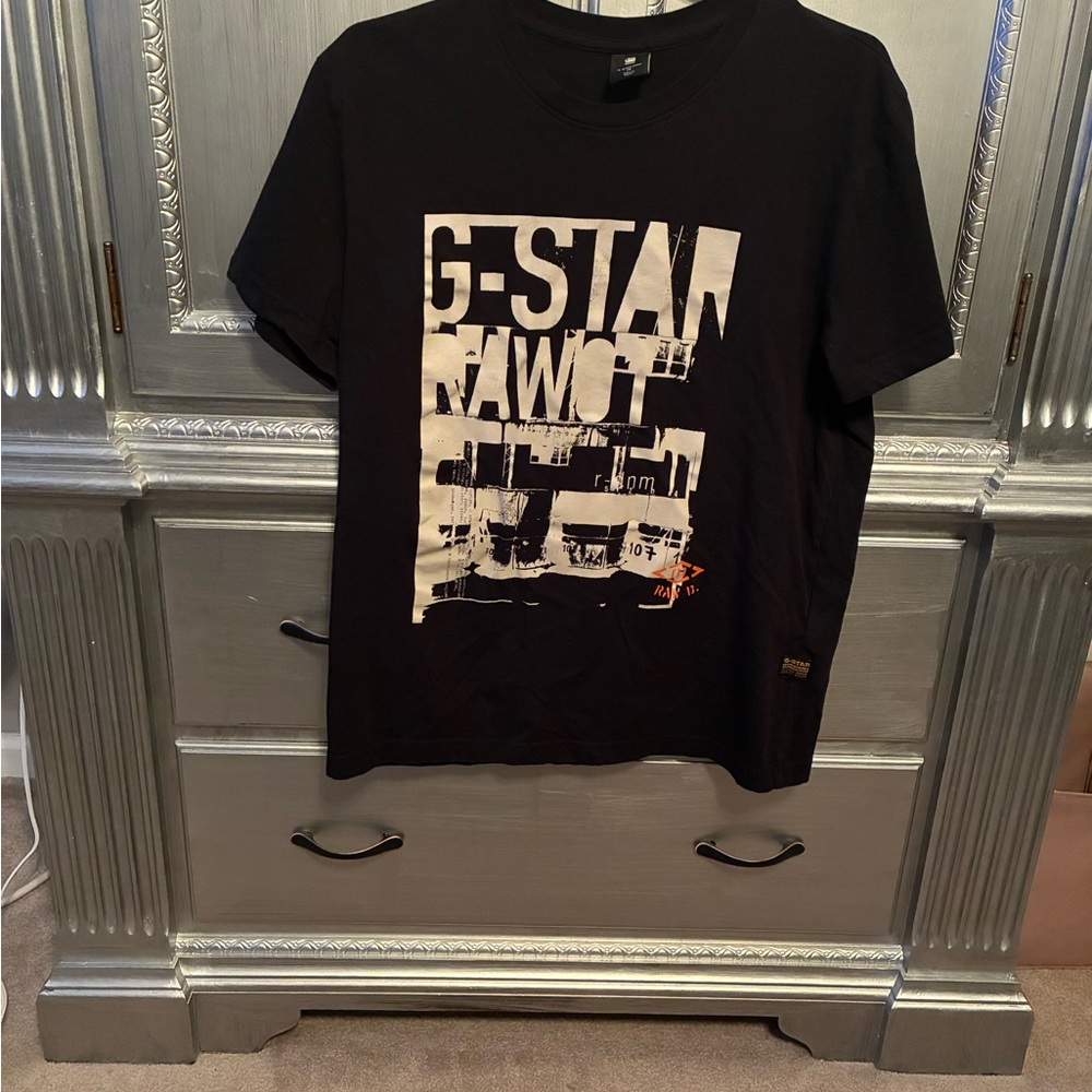 G-Star Black Tee with White Graphic